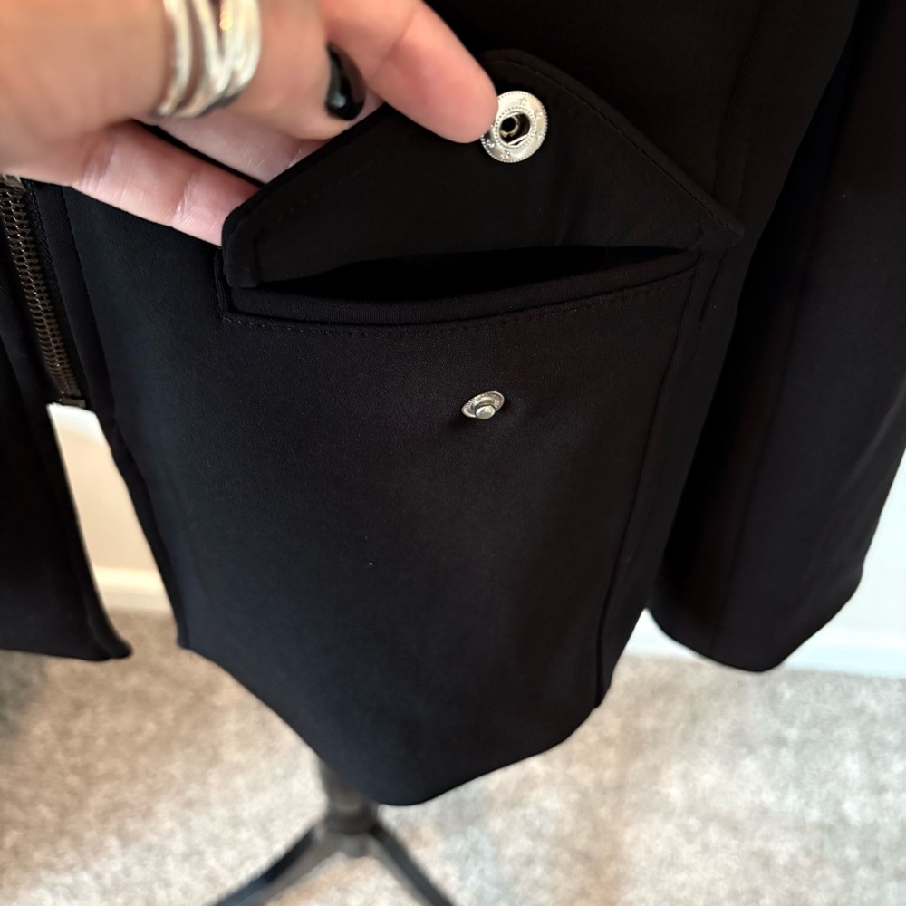 WHBM Black Assymetrical Zipper Blazer Jacket - Office Siren - Picture 13 of 17